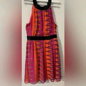 Luxology Pink Orange Neon‎ Zig Zag Sleeveless Dress | Size Medium RN#111503
